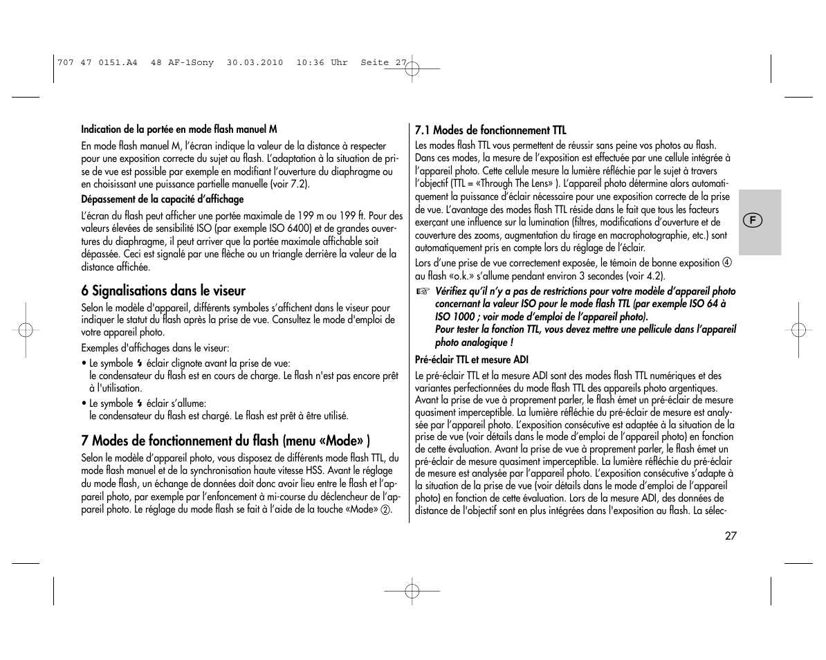 Metz MECABLITZ 48 AF-1 digital Sony User Manual | Page 27 / 125