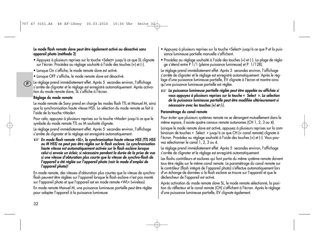 Metz MECABLITZ 48 AF-1 digital Sony User Manual | Page 32 / 125