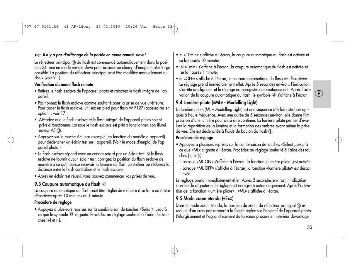Metz MECABLITZ 48 AF-1 digital Sony User Manual | Page 33 / 125