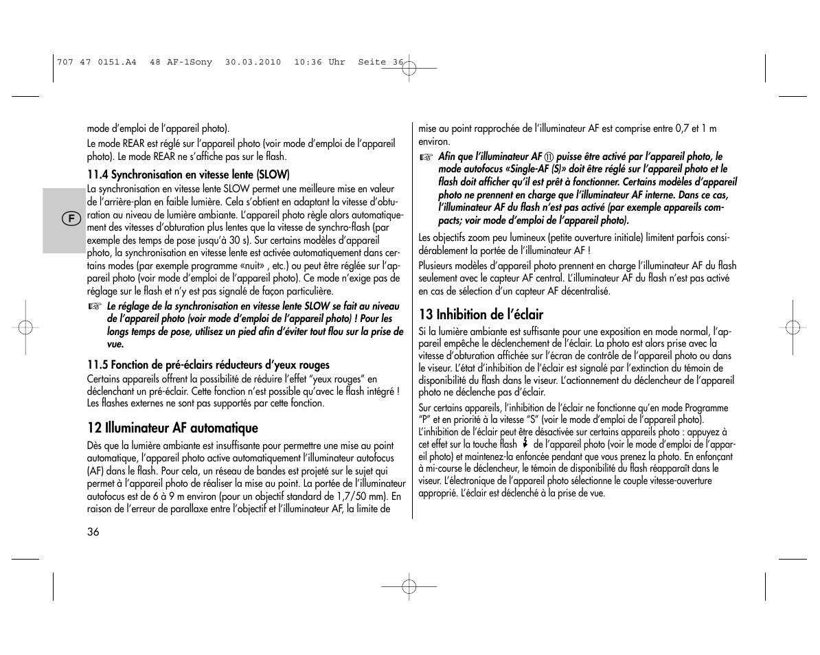 Metz MECABLITZ 48 AF-1 digital Sony User Manual | Page 36 / 125