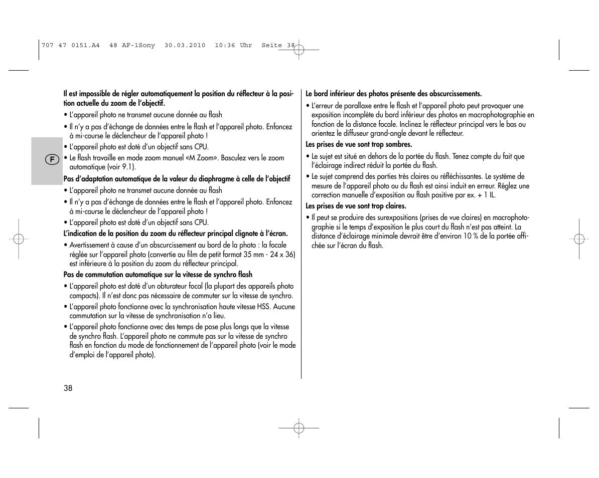 Metz MECABLITZ 48 AF-1 digital Sony User Manual | Page 38 / 125