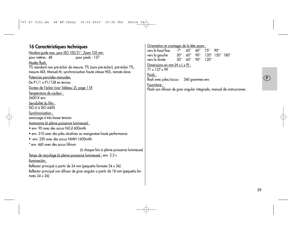 Metz MECABLITZ 48 AF-1 digital Sony User Manual | Page 39 / 125