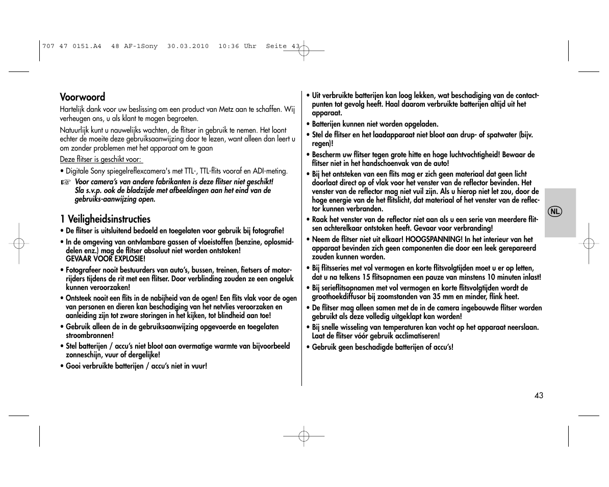 Metz MECABLITZ 48 AF-1 digital Sony User Manual | Page 43 / 125