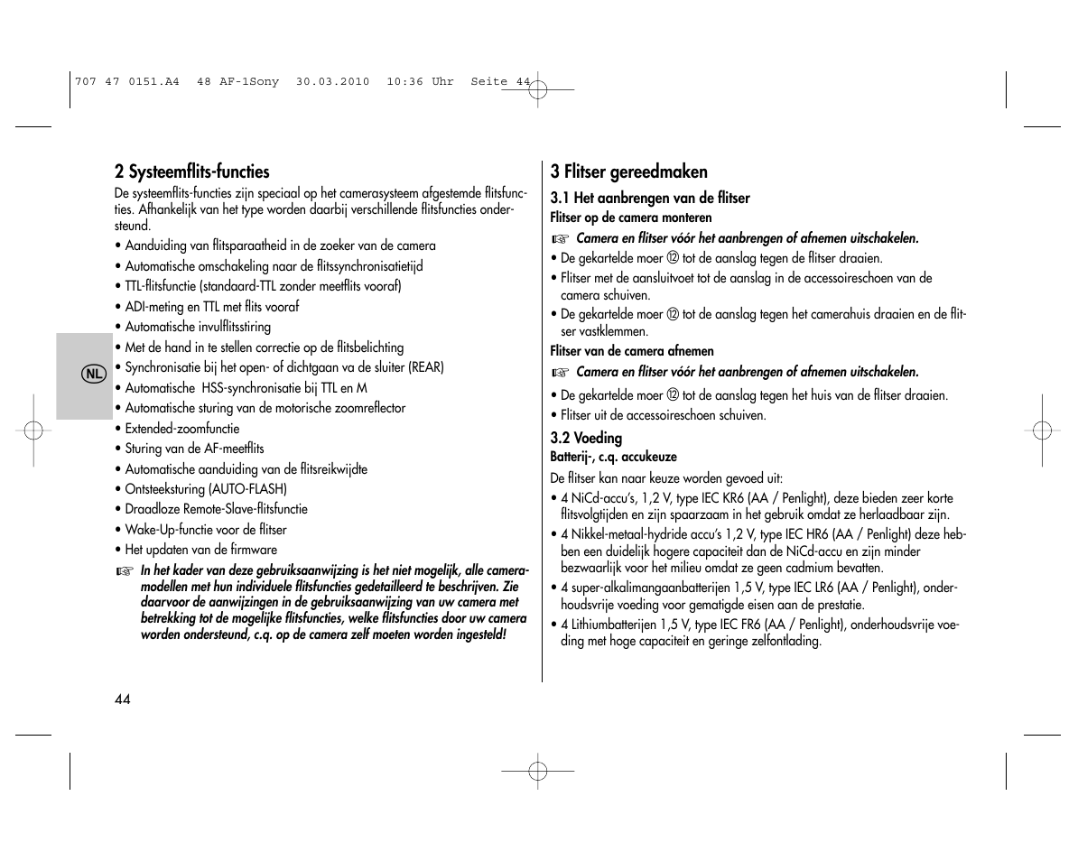Metz MECABLITZ 48 AF-1 digital Sony User Manual | Page 44 / 125