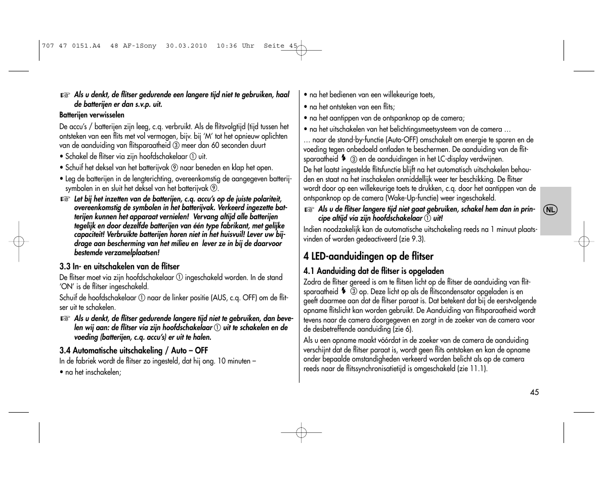 Metz MECABLITZ 48 AF-1 digital Sony User Manual | Page 45 / 125