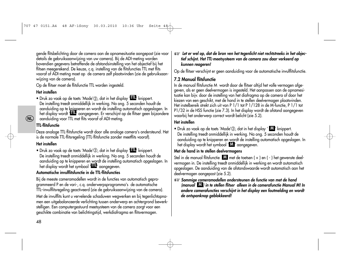 Metz MECABLITZ 48 AF-1 digital Sony User Manual | Page 48 / 125