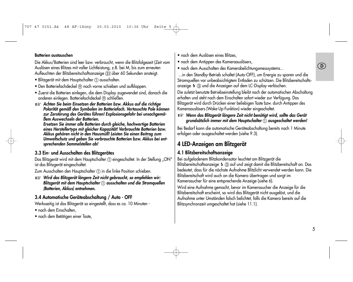 Metz MECABLITZ 48 AF-1 digital Sony User Manual | Page 5 / 125