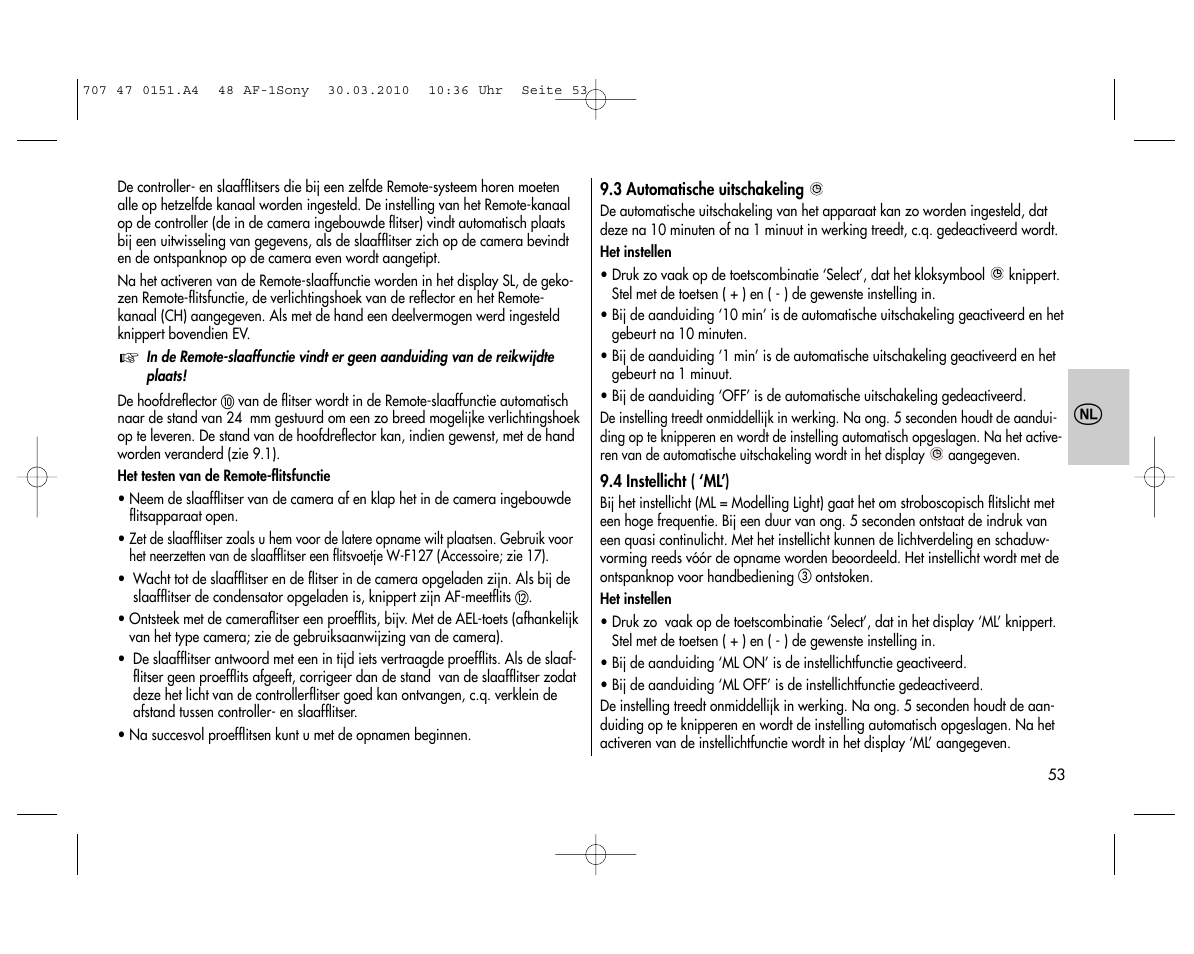 Metz MECABLITZ 48 AF-1 digital Sony User Manual | Page 53 / 125