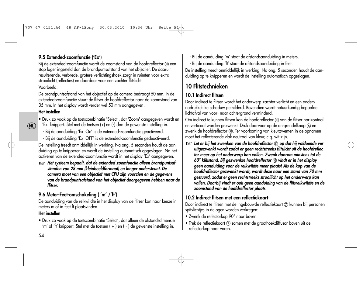 Metz MECABLITZ 48 AF-1 digital Sony User Manual | Page 54 / 125
