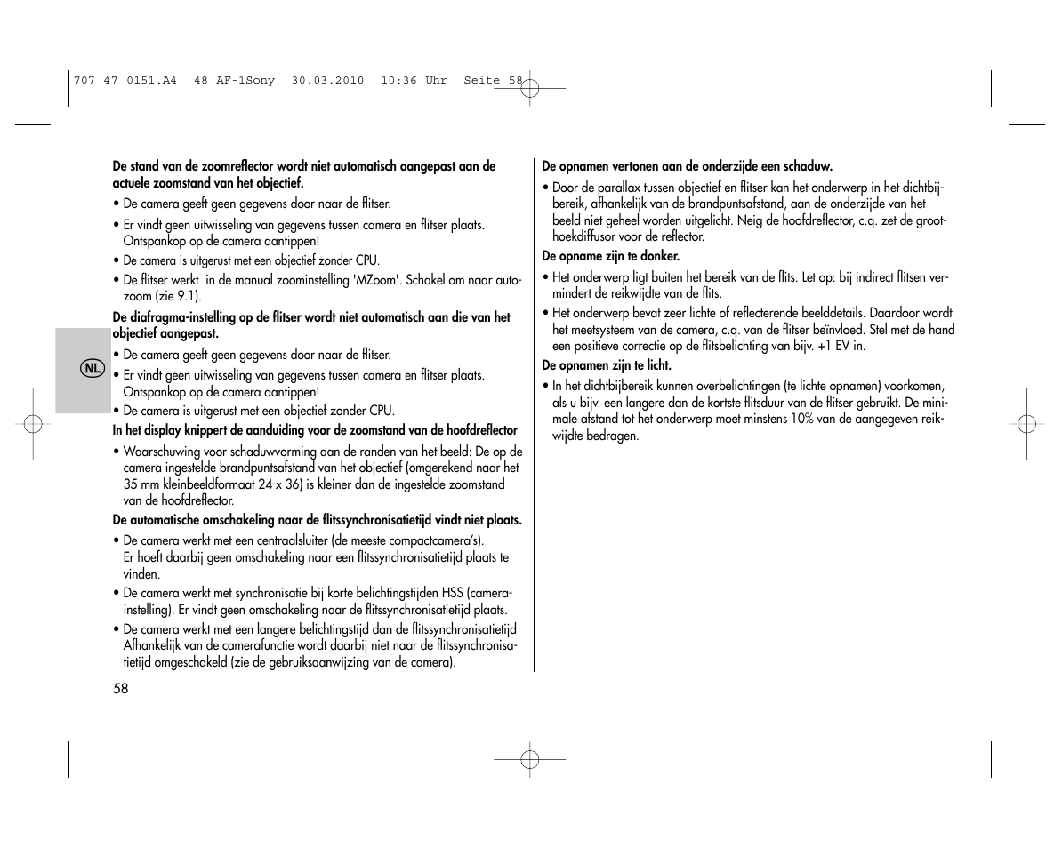 Metz MECABLITZ 48 AF-1 digital Sony User Manual | Page 58 / 125