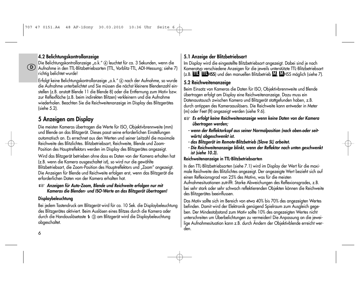 Metz MECABLITZ 48 AF-1 digital Sony User Manual | Page 6 / 125