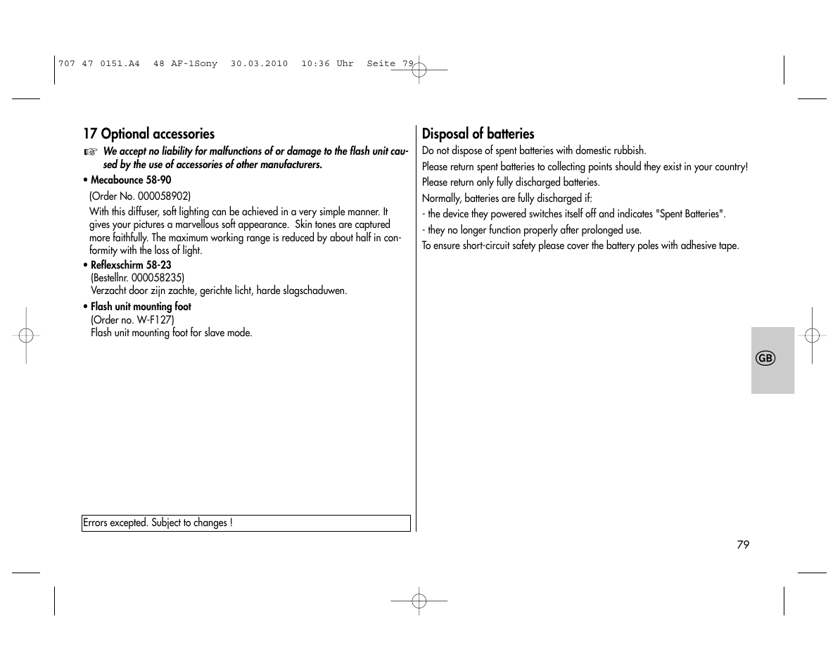 Metz MECABLITZ 48 AF-1 digital Sony User Manual | Page 79 / 125