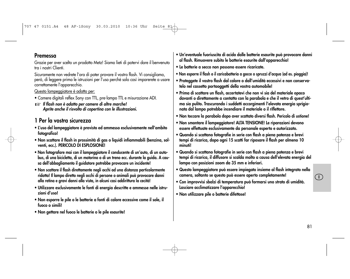Metz MECABLITZ 48 AF-1 digital Sony User Manual | Page 81 / 125