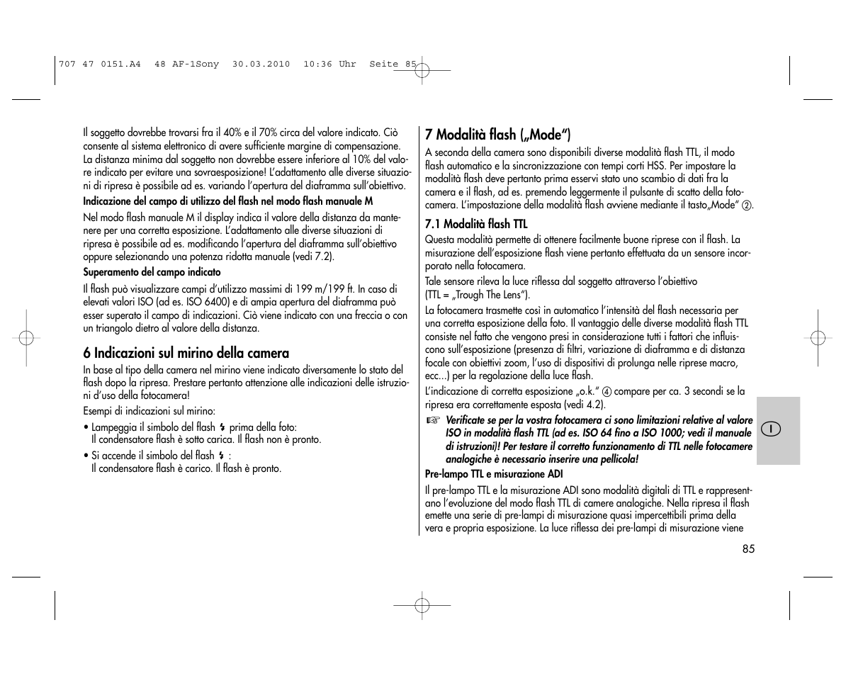 Metz MECABLITZ 48 AF-1 digital Sony User Manual | Page 85 / 125