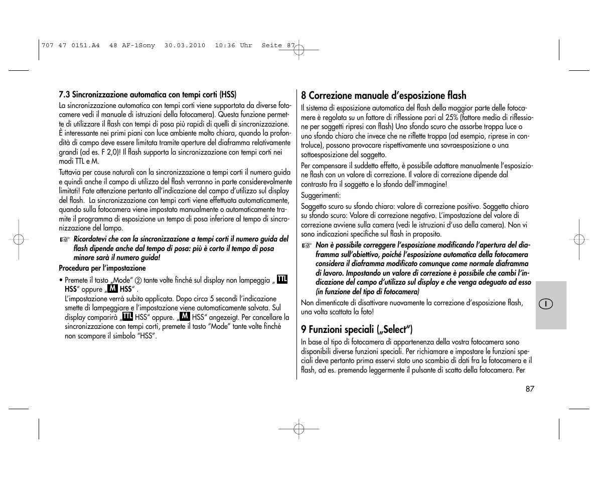 Metz MECABLITZ 48 AF-1 digital Sony User Manual | Page 87 / 125