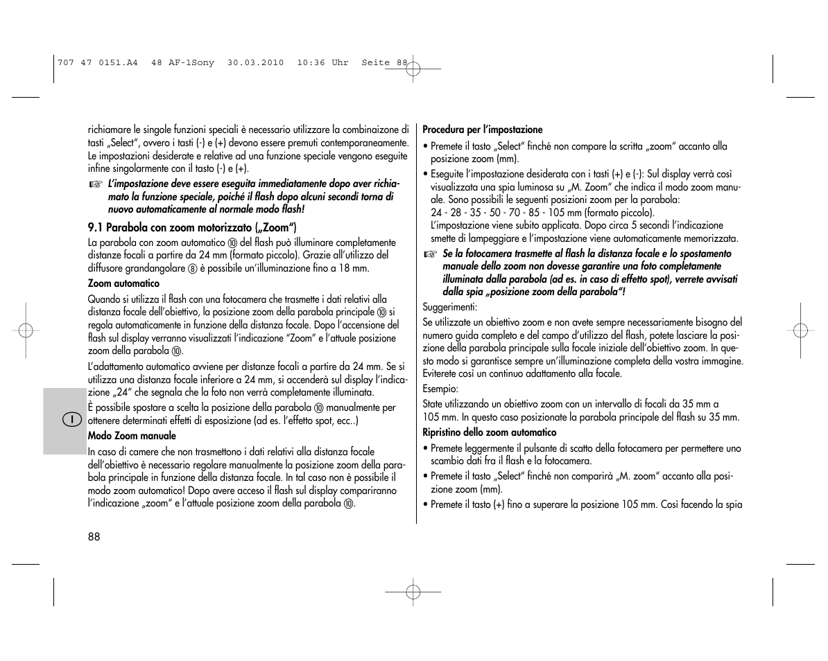 Metz MECABLITZ 48 AF-1 digital Sony User Manual | Page 88 / 125