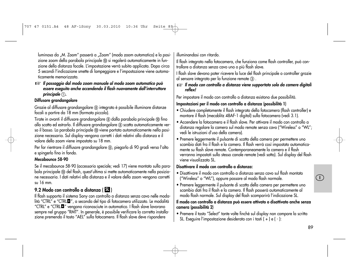 Metz MECABLITZ 48 AF-1 digital Sony User Manual | Page 89 / 125