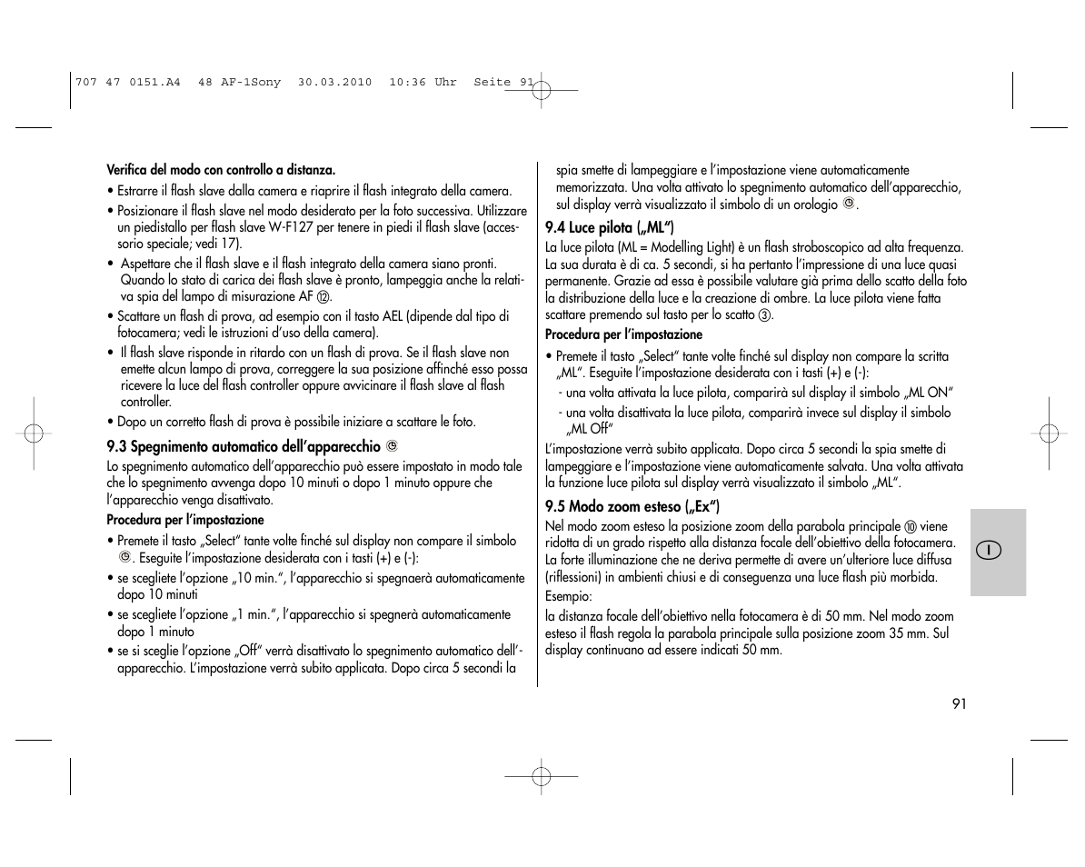 Metz MECABLITZ 48 AF-1 digital Sony User Manual | Page 91 / 125