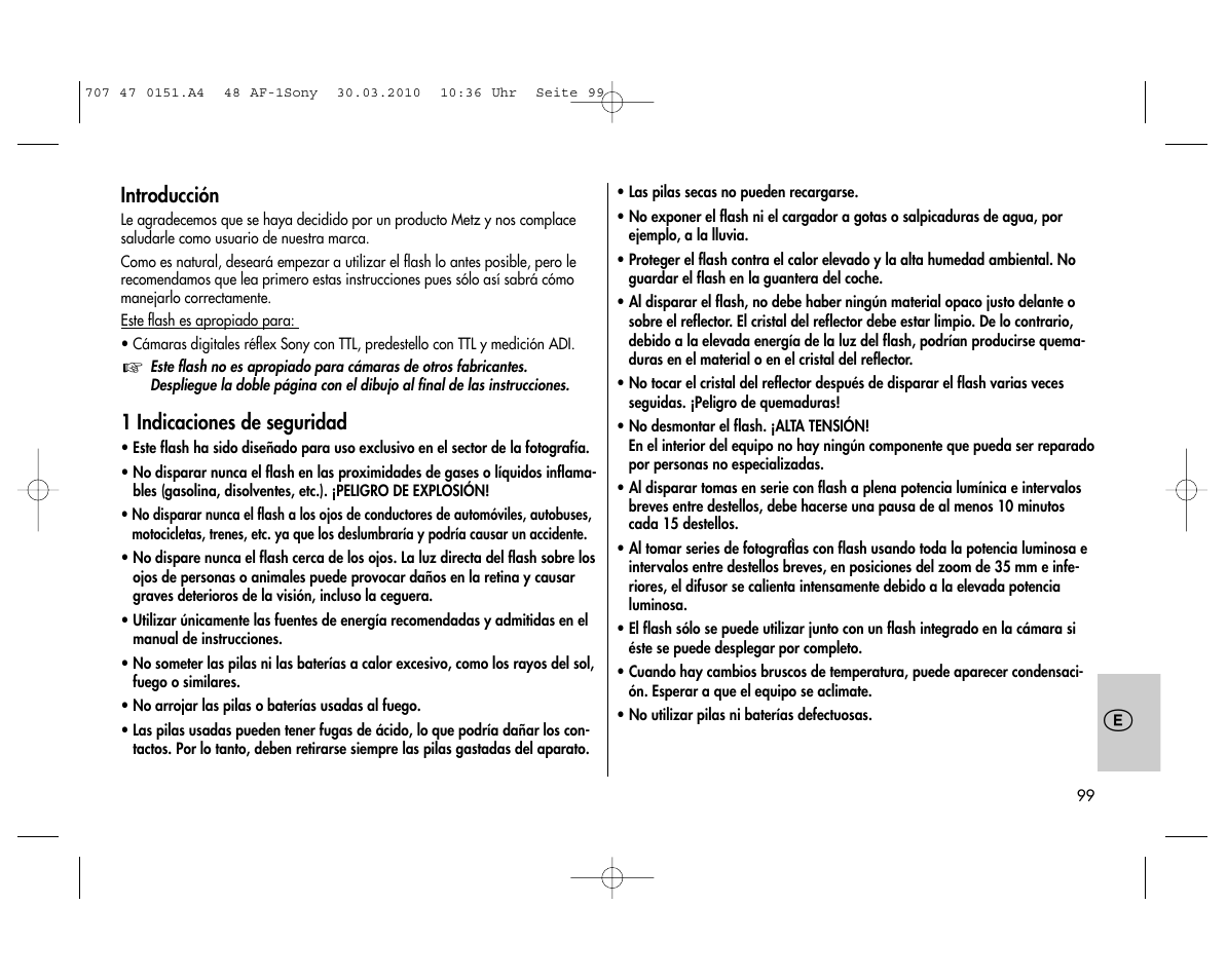 Metz MECABLITZ 48 AF-1 digital Sony User Manual | Page 99 / 125
