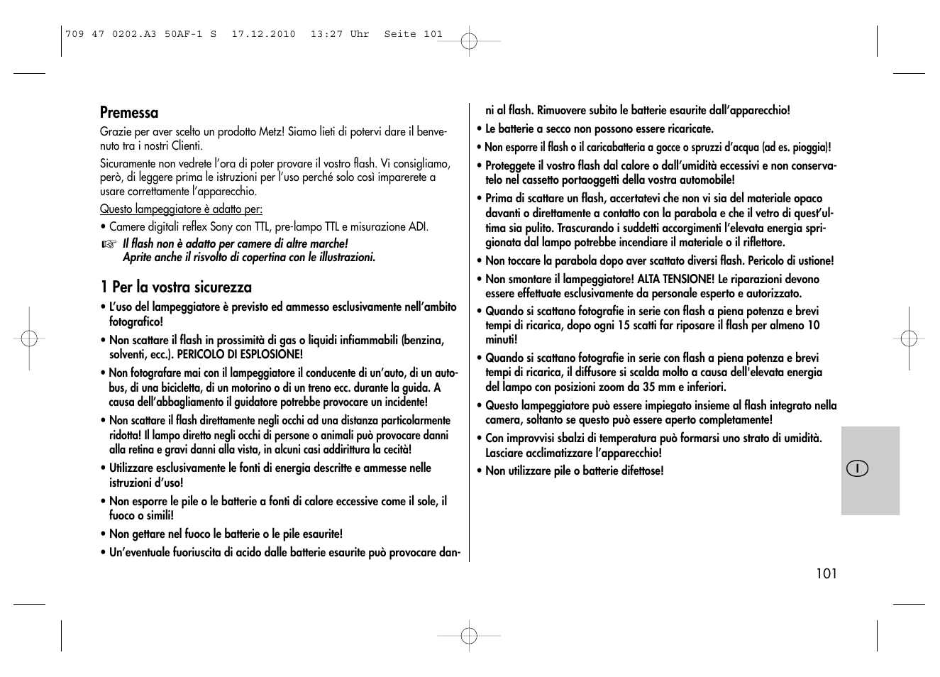 Metz MECABLITZ 50 AF-1 digital Sony User Manual | Page 101 / 158