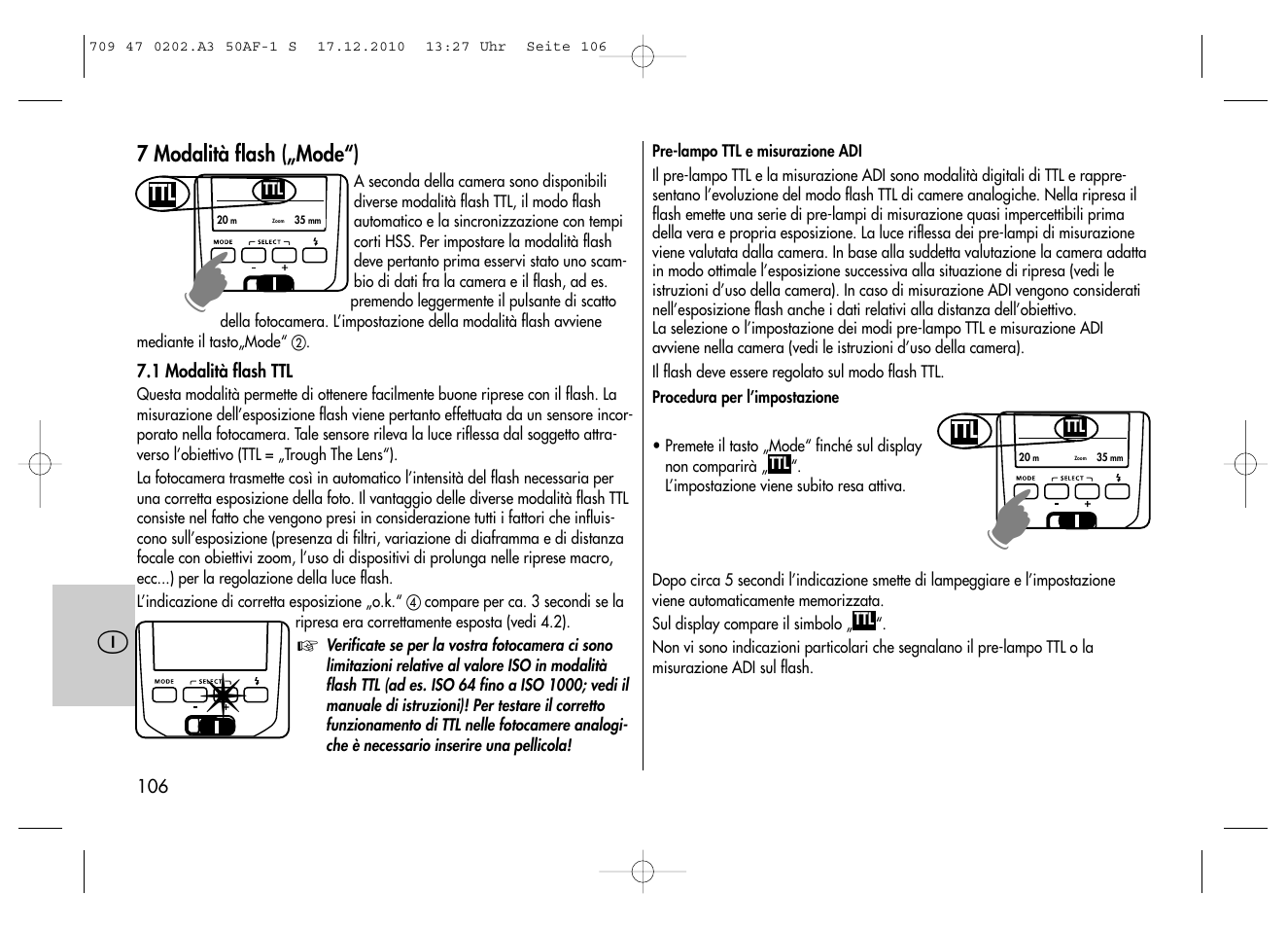 Metz MECABLITZ 50 AF-1 digital Sony User Manual | Page 106 / 158