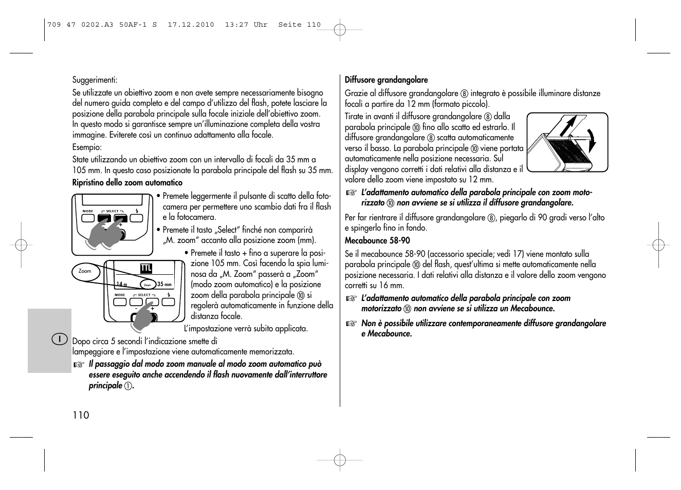 Metz MECABLITZ 50 AF-1 digital Sony User Manual | Page 110 / 158