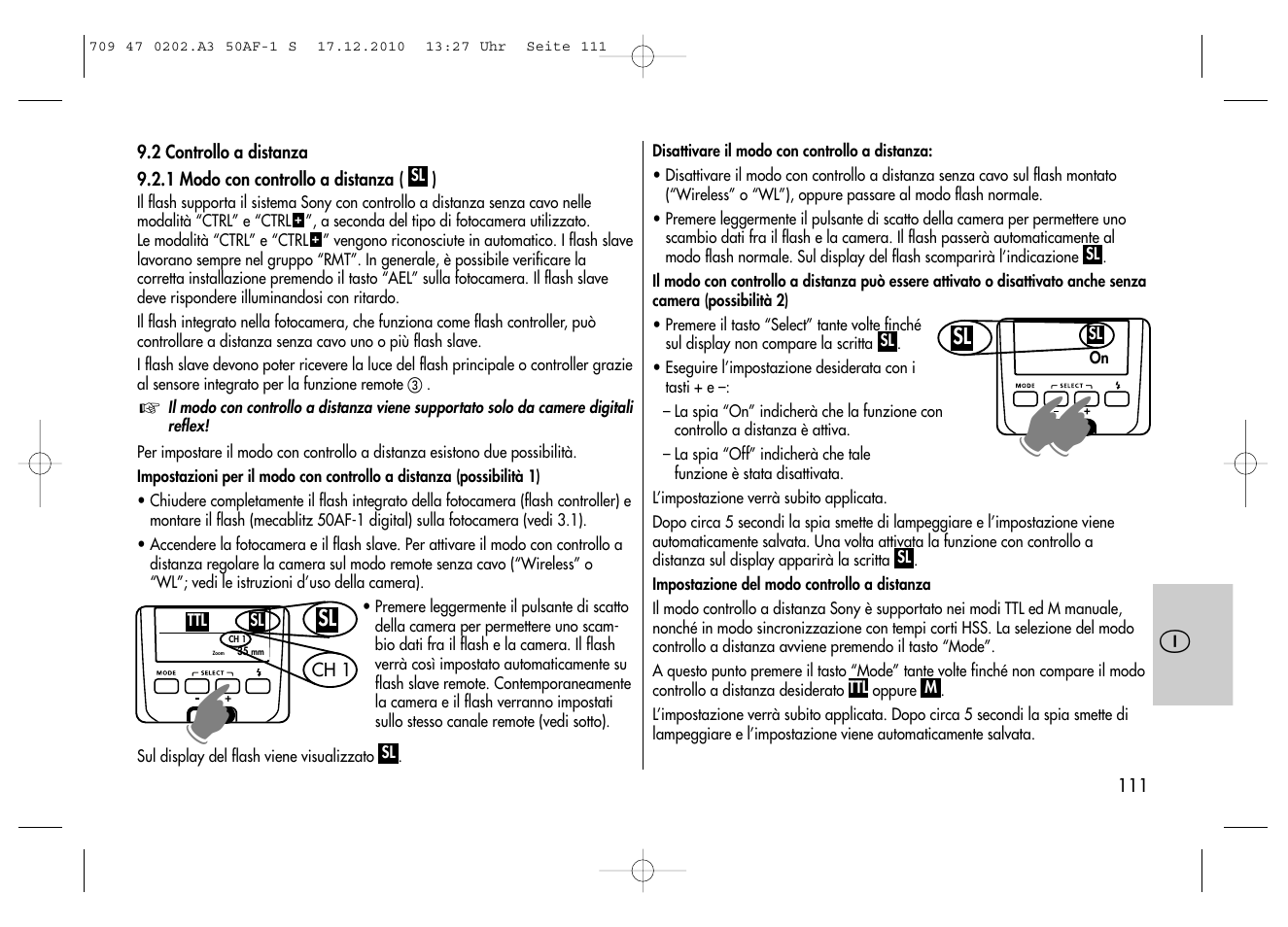 Metz MECABLITZ 50 AF-1 digital Sony User Manual | Page 111 / 158