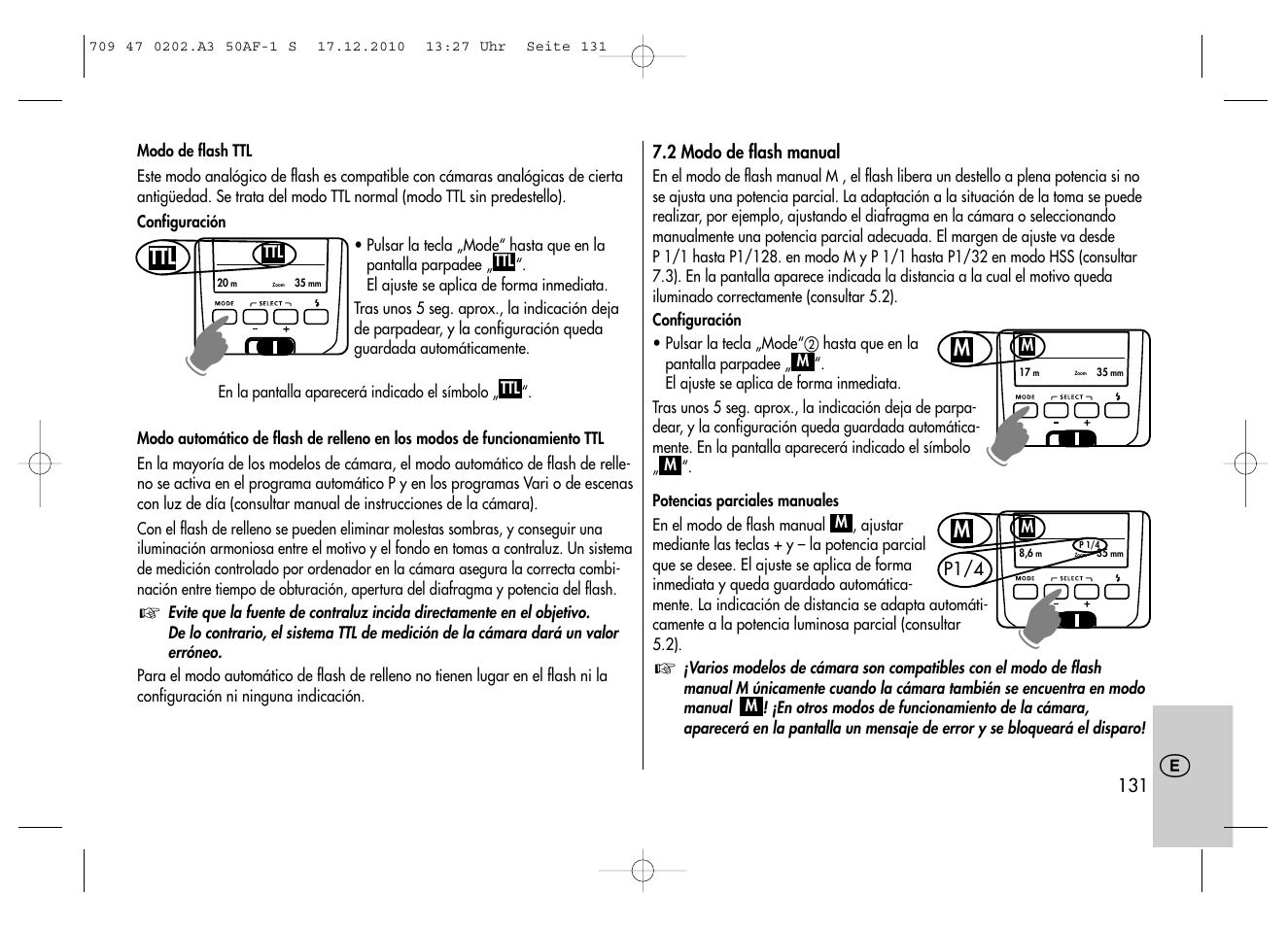 Metz MECABLITZ 50 AF-1 digital Sony User Manual | Page 131 / 158