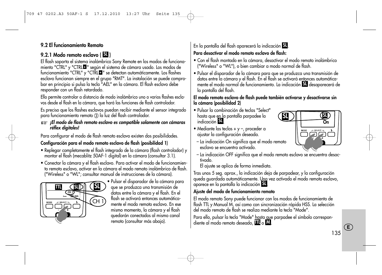 Metz MECABLITZ 50 AF-1 digital Sony User Manual | Page 135 / 158