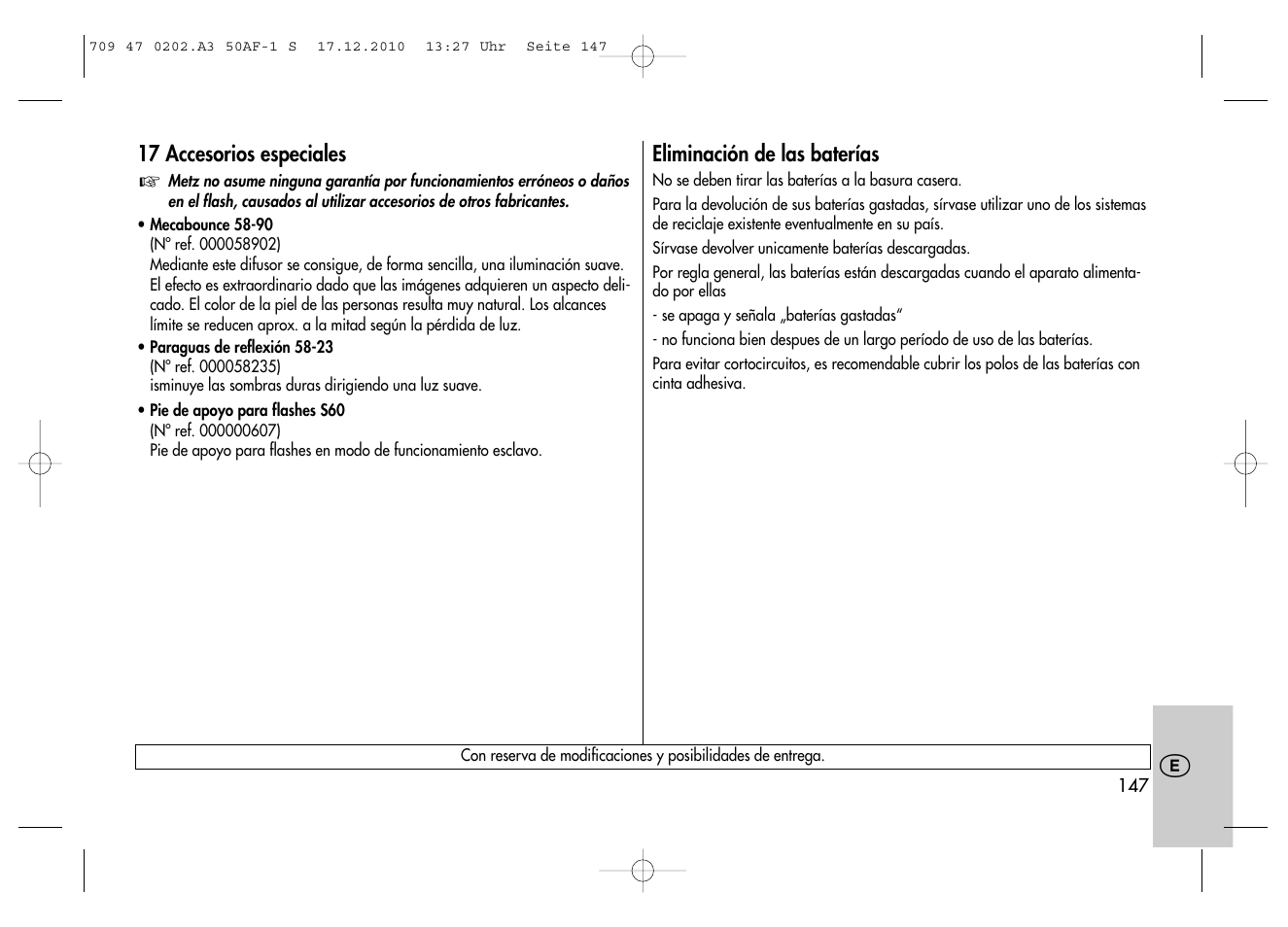 Metz MECABLITZ 50 AF-1 digital Sony User Manual | Page 147 / 158