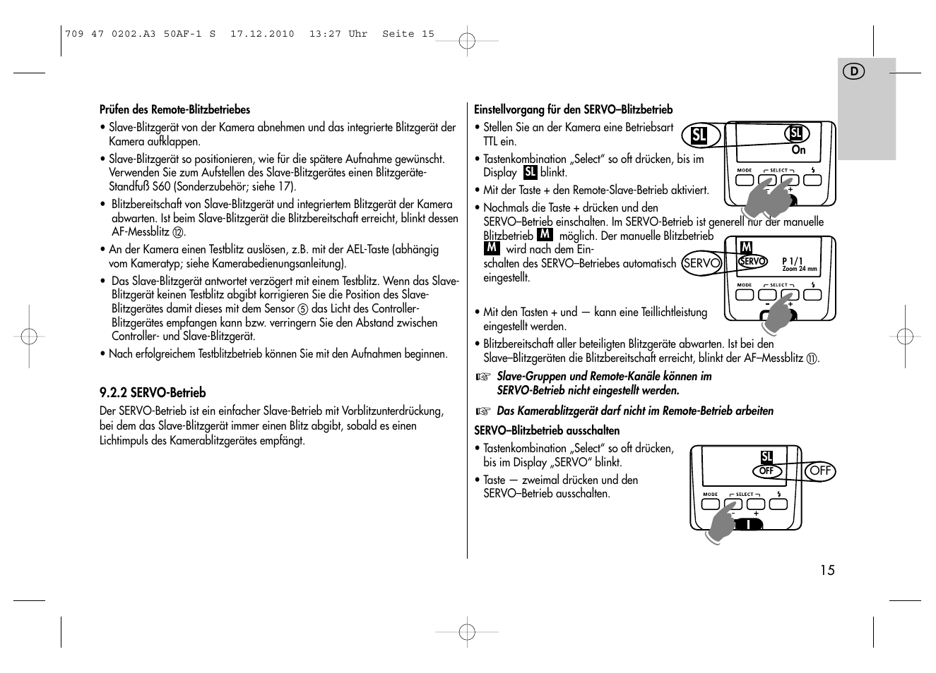 Metz MECABLITZ 50 AF-1 digital Sony User Manual | Page 15 / 158