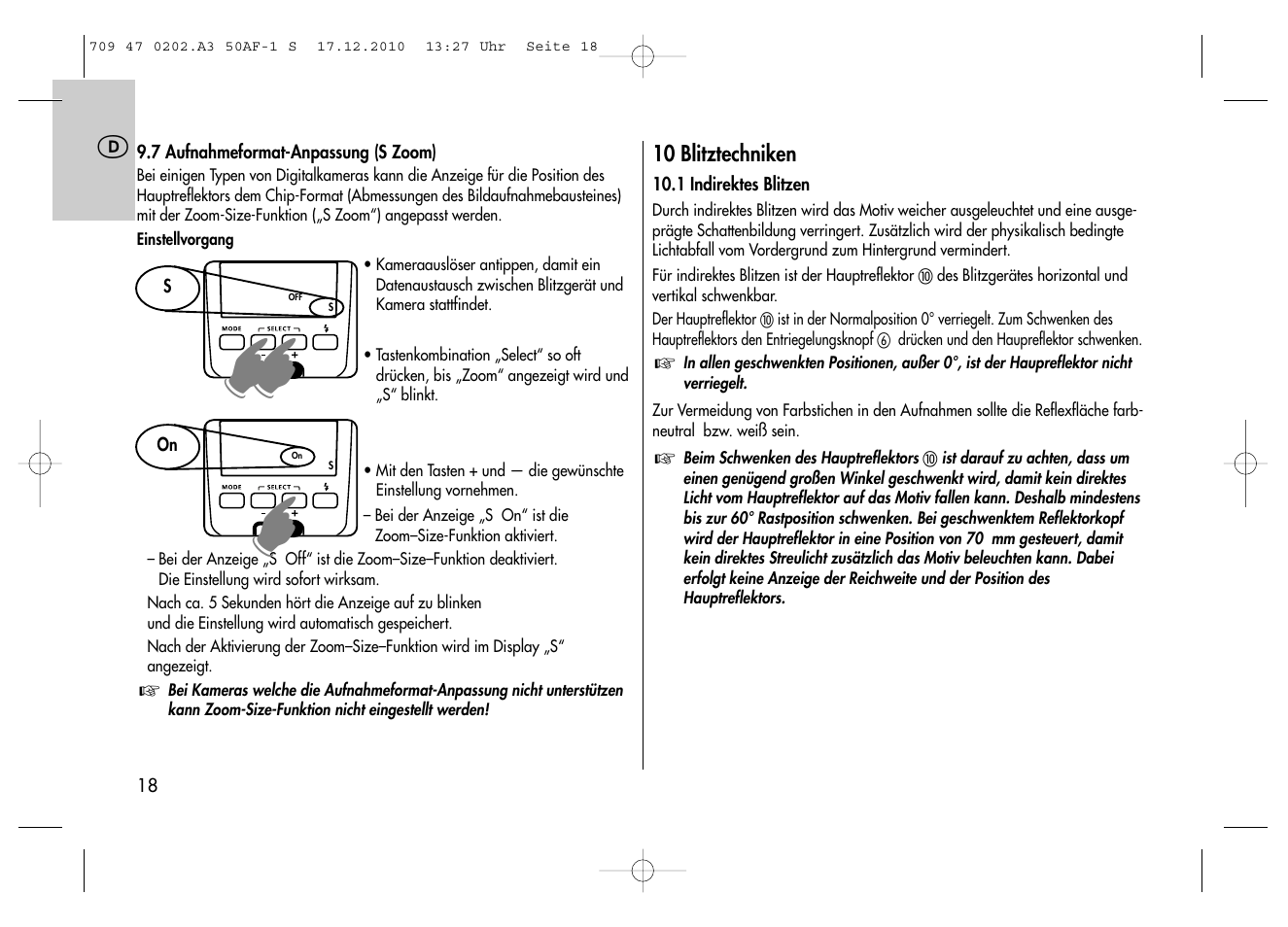 Metz MECABLITZ 50 AF-1 digital Sony User Manual | Page 18 / 158