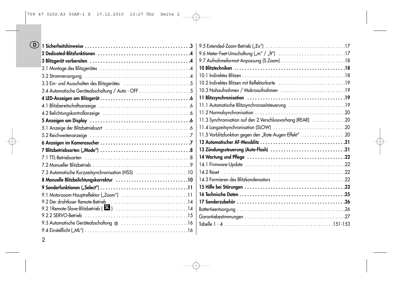 Metz MECABLITZ 50 AF-1 digital Sony User Manual | Page 2 / 158