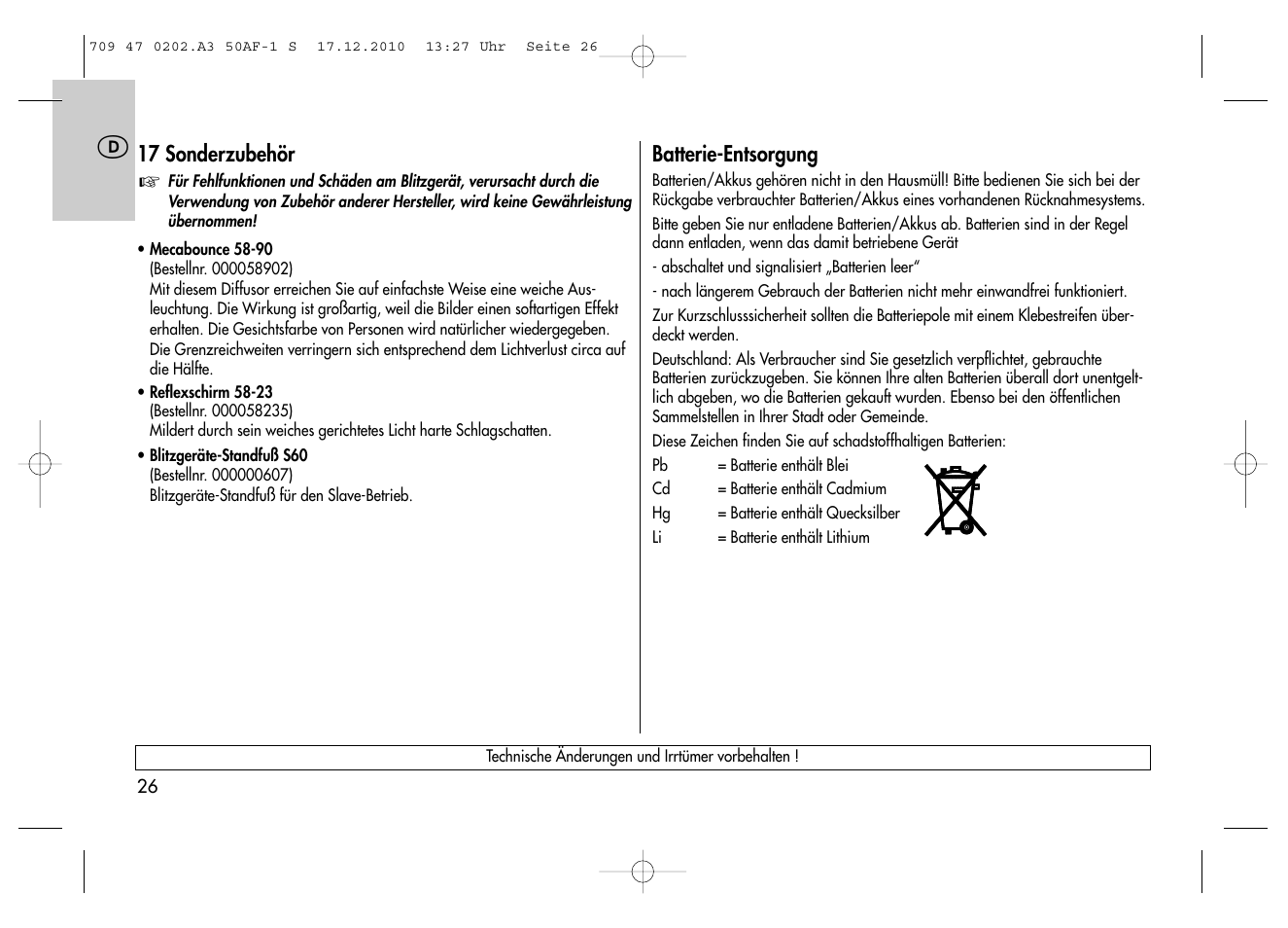 Metz MECABLITZ 50 AF-1 digital Sony User Manual | Page 26 / 158