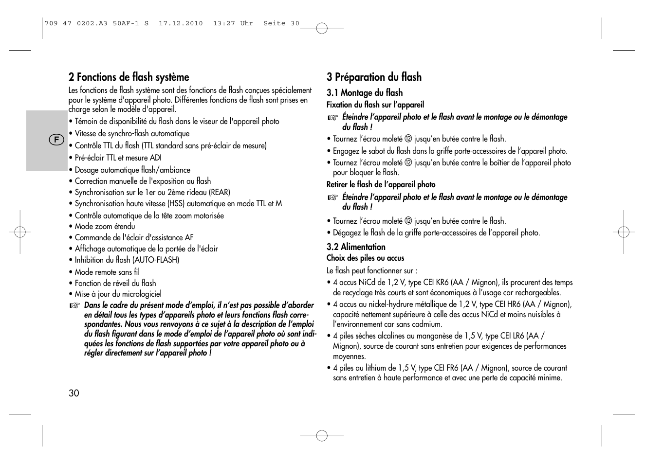 Metz MECABLITZ 50 AF-1 digital Sony User Manual | Page 30 / 158