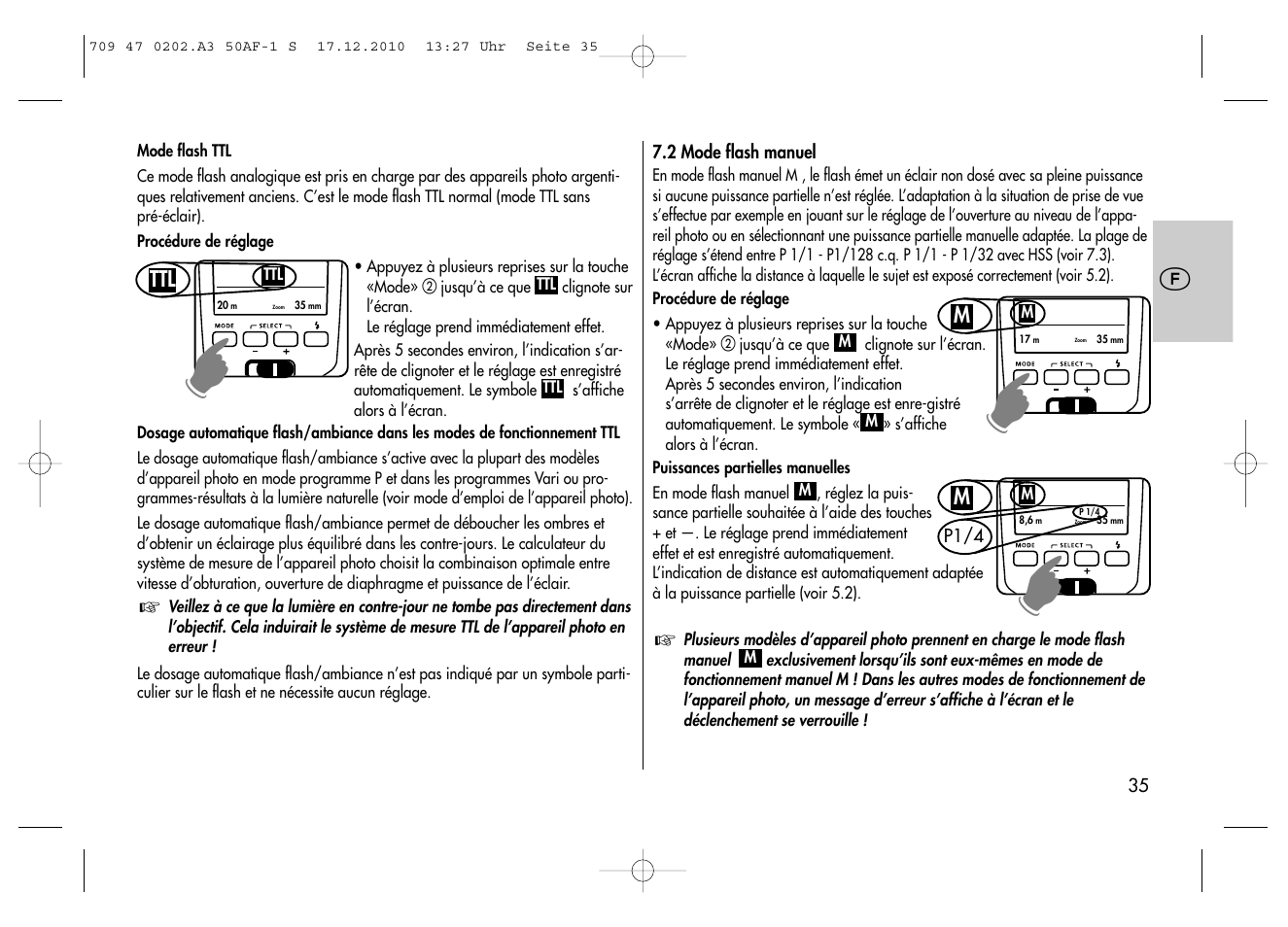 Metz MECABLITZ 50 AF-1 digital Sony User Manual | Page 35 / 158