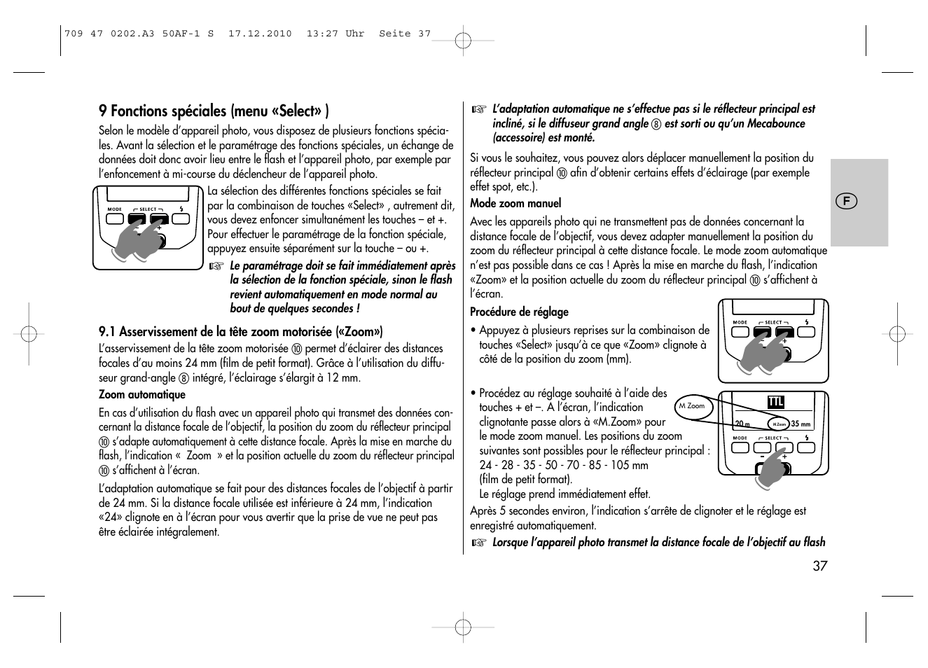 Metz MECABLITZ 50 AF-1 digital Sony User Manual | Page 37 / 158