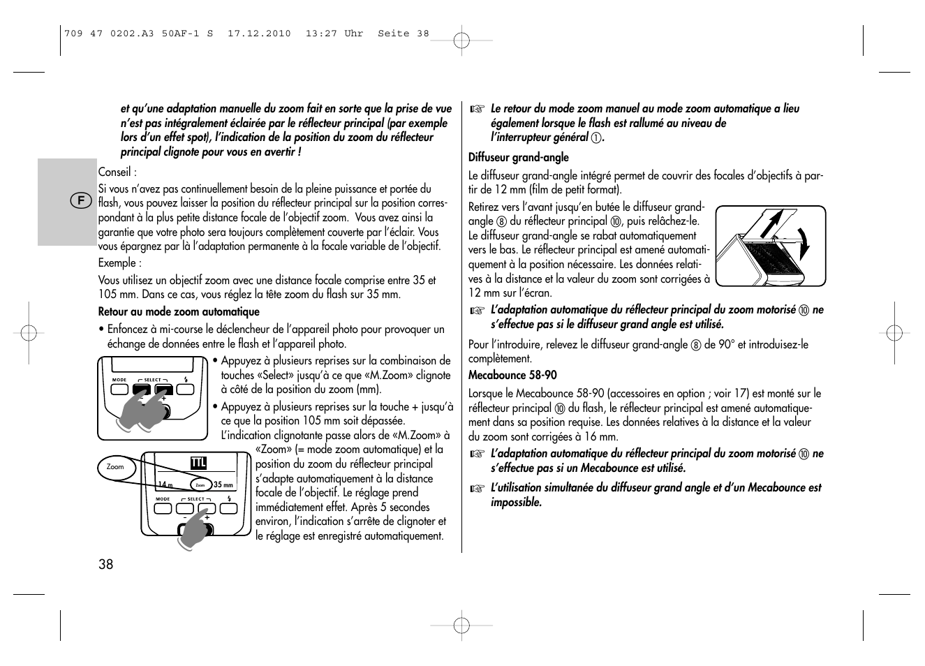 Metz MECABLITZ 50 AF-1 digital Sony User Manual | Page 38 / 158