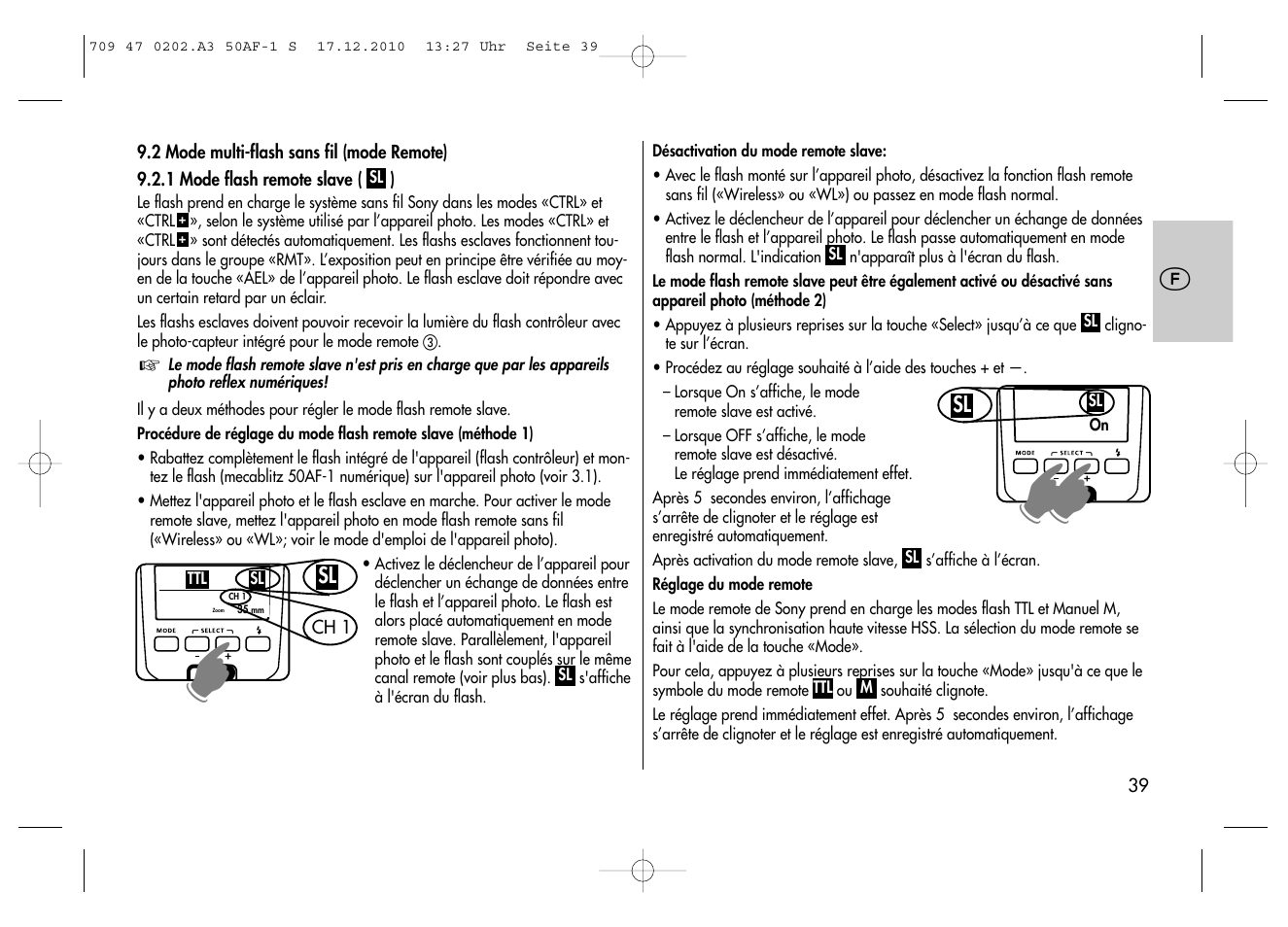 Metz MECABLITZ 50 AF-1 digital Sony User Manual | Page 39 / 158