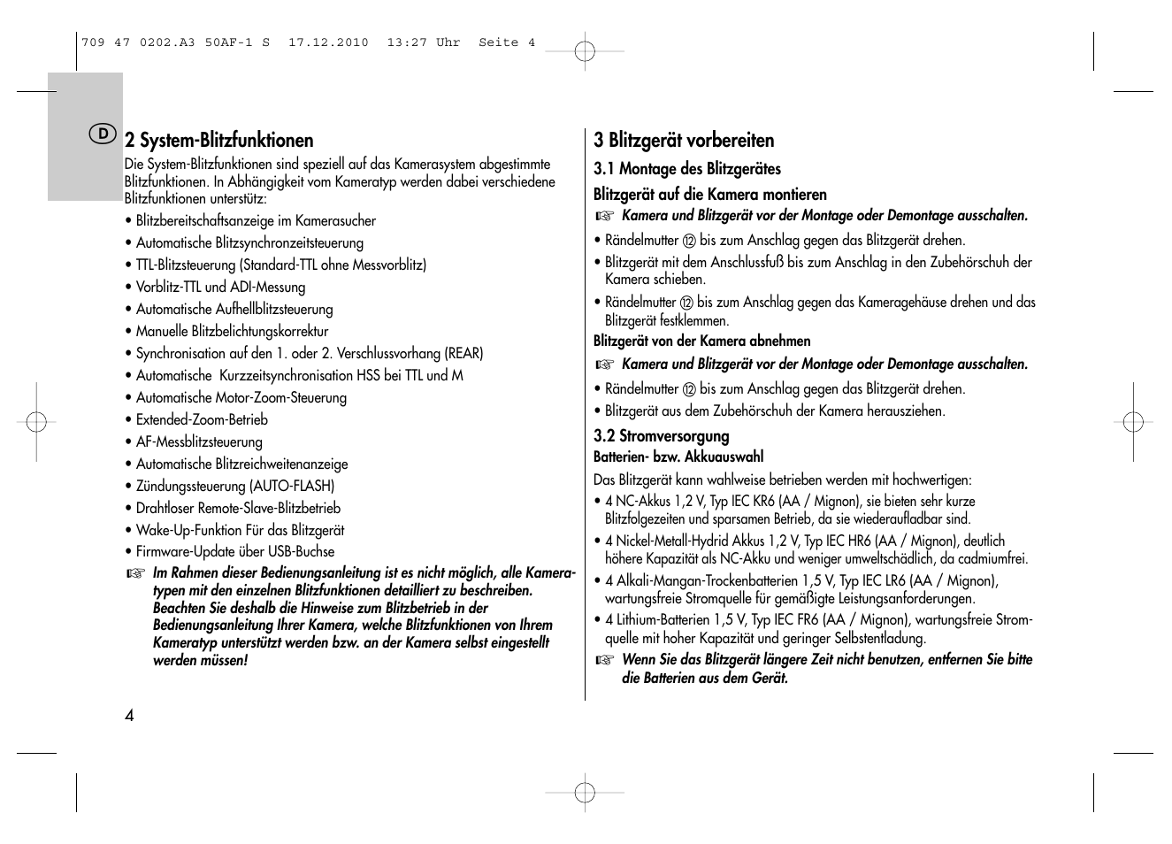 Metz MECABLITZ 50 AF-1 digital Sony User Manual | Page 4 / 158