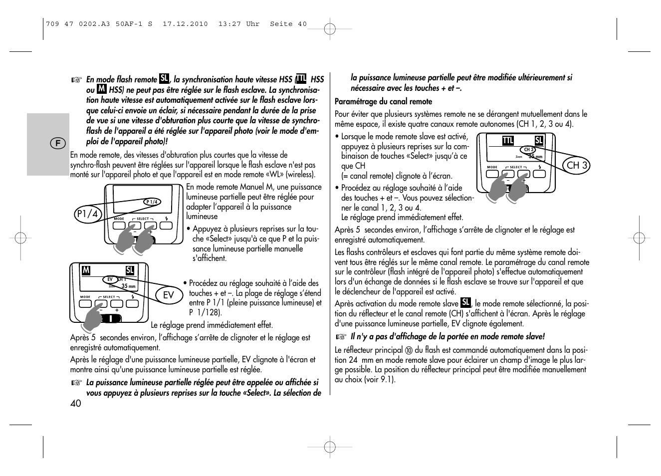 Metz MECABLITZ 50 AF-1 digital Sony User Manual | Page 40 / 158