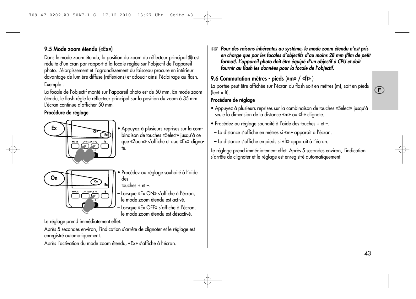 Metz MECABLITZ 50 AF-1 digital Sony User Manual | Page 43 / 158