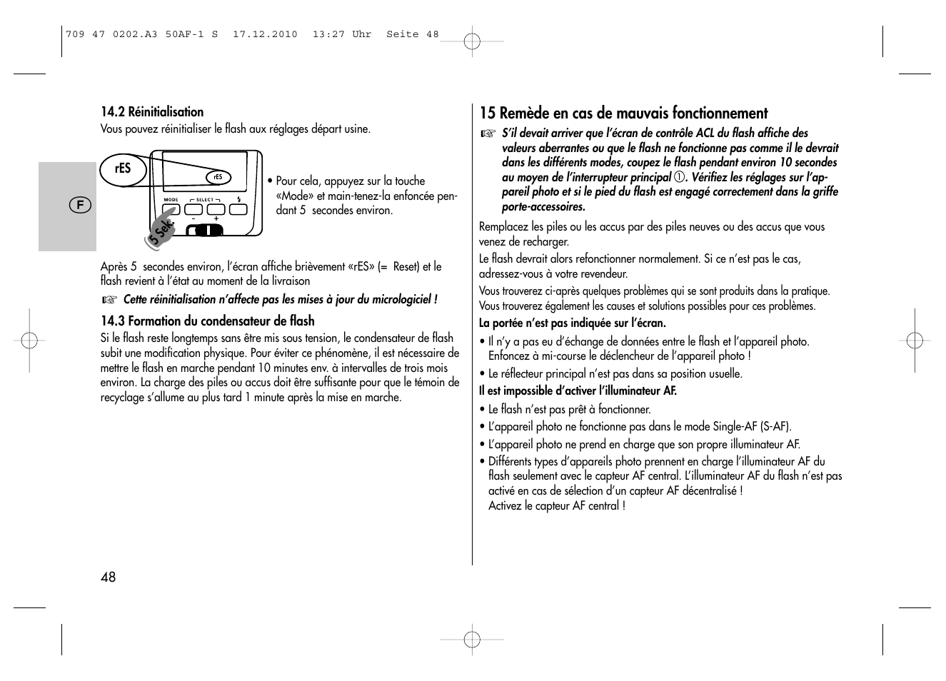 Metz MECABLITZ 50 AF-1 digital Sony User Manual | Page 48 / 158