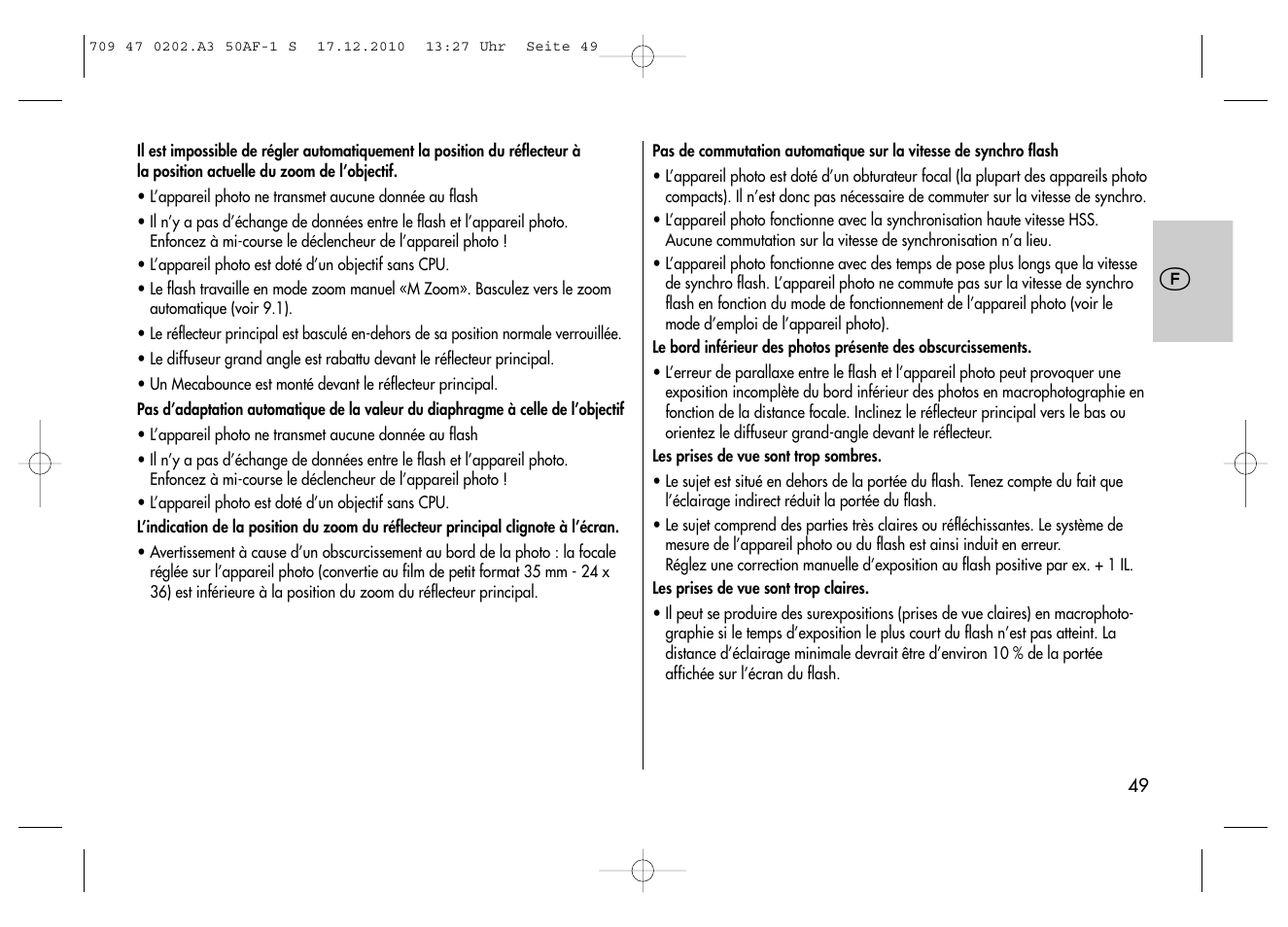 Metz MECABLITZ 50 AF-1 digital Sony User Manual | Page 49 / 158