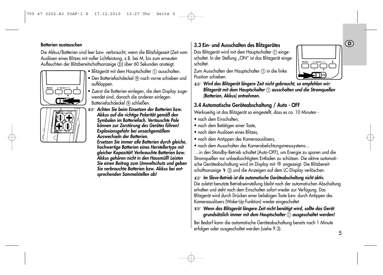 Metz MECABLITZ 50 AF-1 digital Sony User Manual | Page 5 / 158