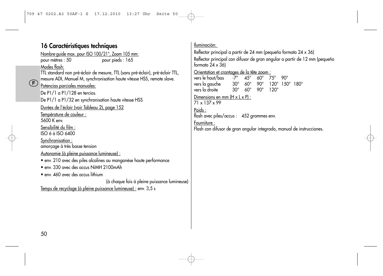 Metz MECABLITZ 50 AF-1 digital Sony User Manual | Page 50 / 158