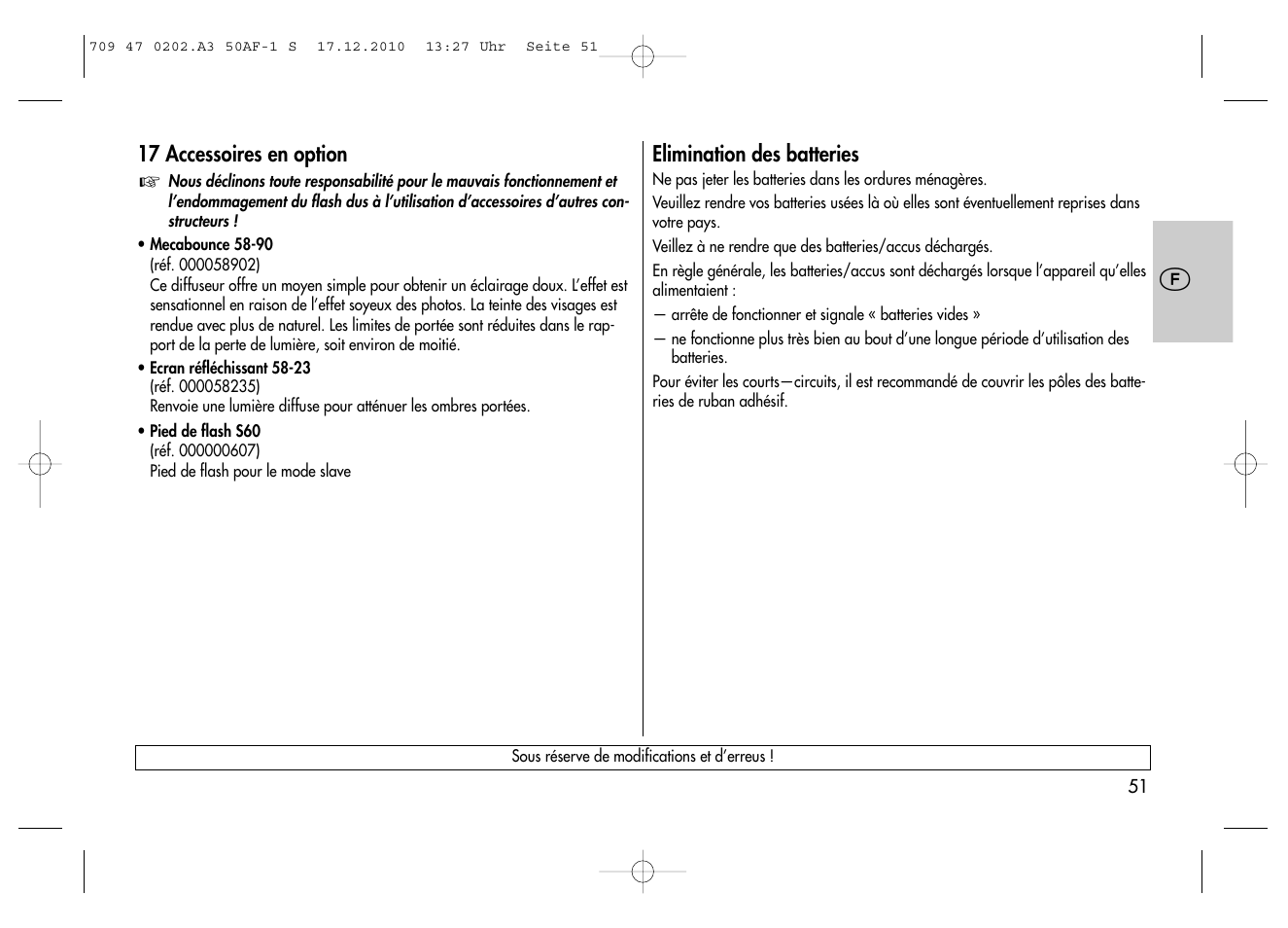 Metz MECABLITZ 50 AF-1 digital Sony User Manual | Page 51 / 158