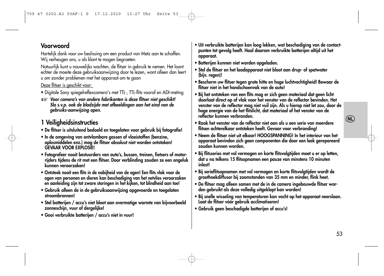 Metz MECABLITZ 50 AF-1 digital Sony User Manual | Page 53 / 158