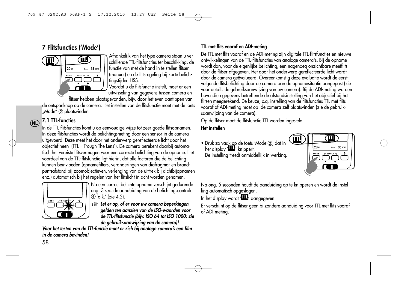 Metz MECABLITZ 50 AF-1 digital Sony User Manual | Page 58 / 158