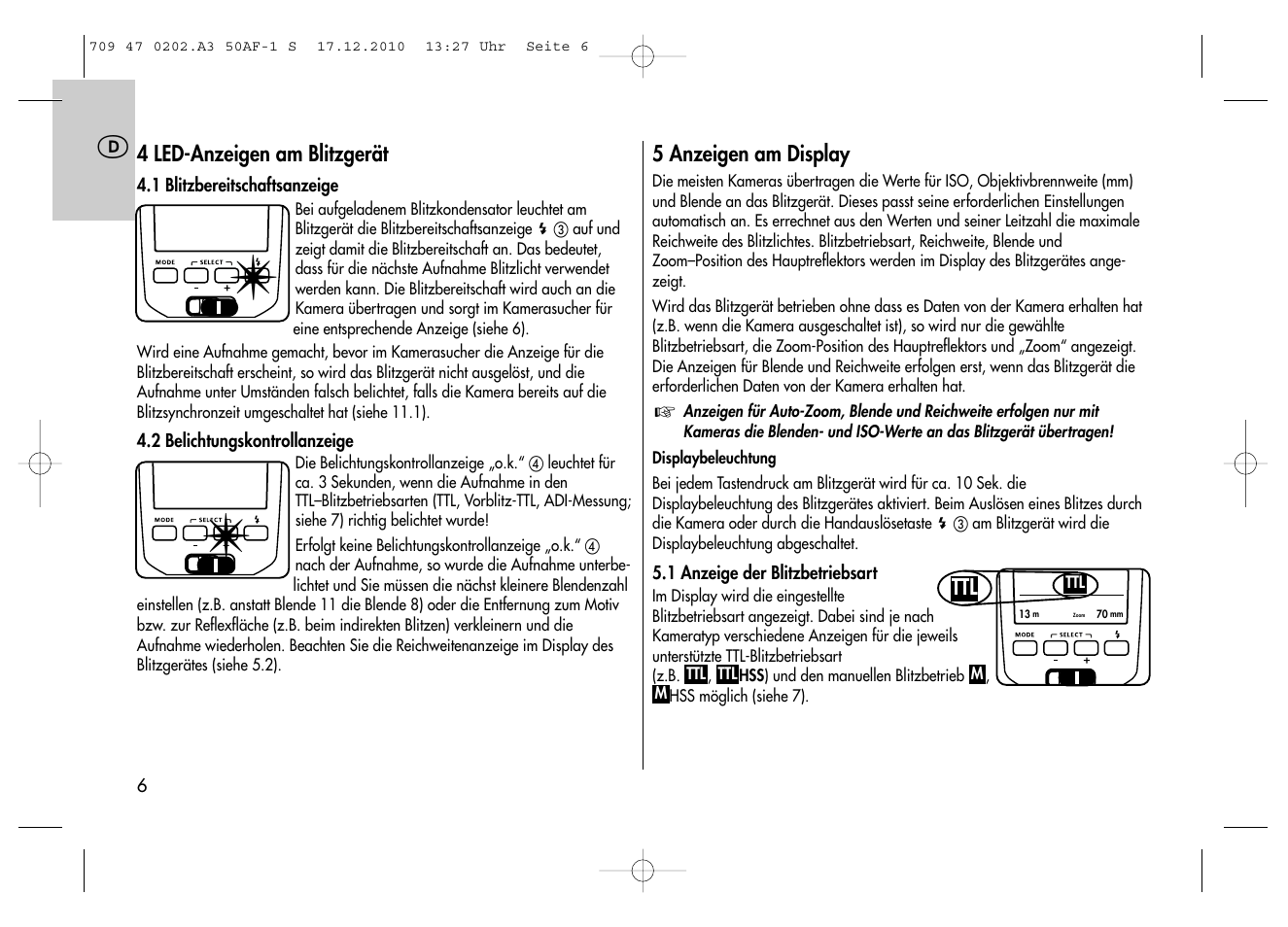 Metz MECABLITZ 50 AF-1 digital Sony User Manual | Page 6 / 158